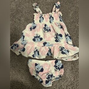 Disney Baby Minnie Pink and Blue Floral Dress and Bloomers